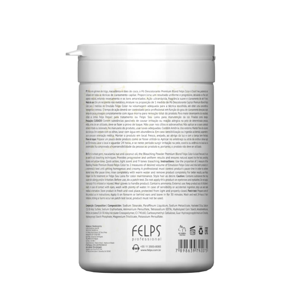 Felps, Premium Blond 9 Tons Po Descolorante, Hair Dye For Hair, 500g