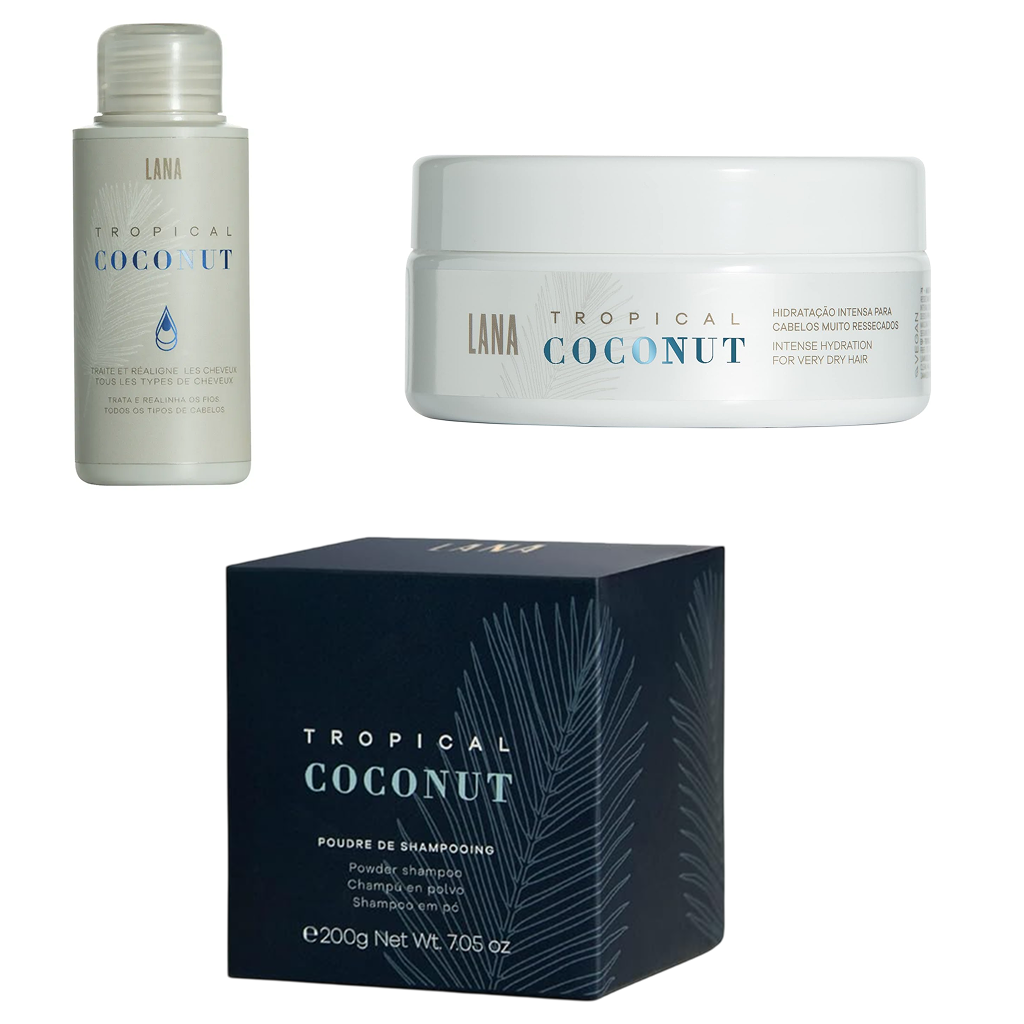 Tropical Coconut Smoothing Hair Treatment 100ml + Hair Mask 200g + Powder Shampoo 200g