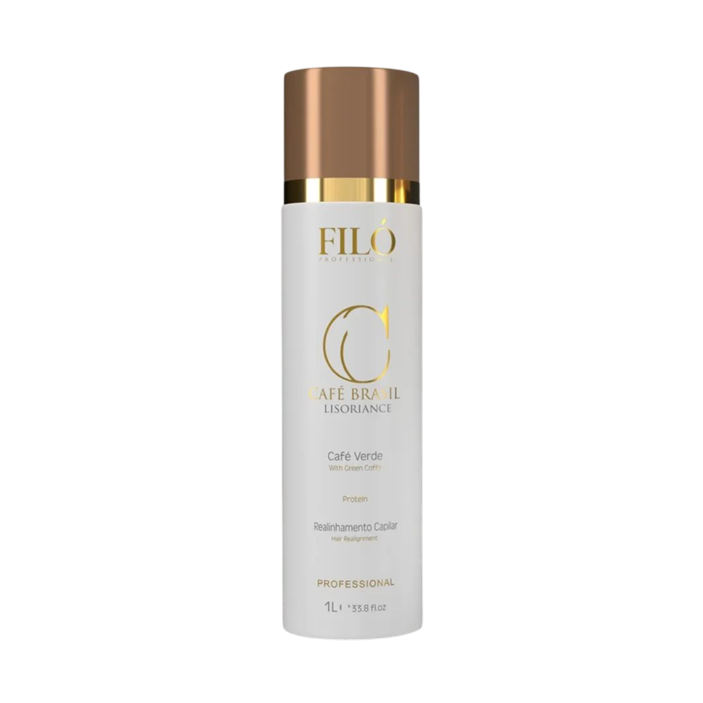 Filo Profissional Café Brasil Realinhamento Capilar 1L condicionador restaurador branco para cabelo