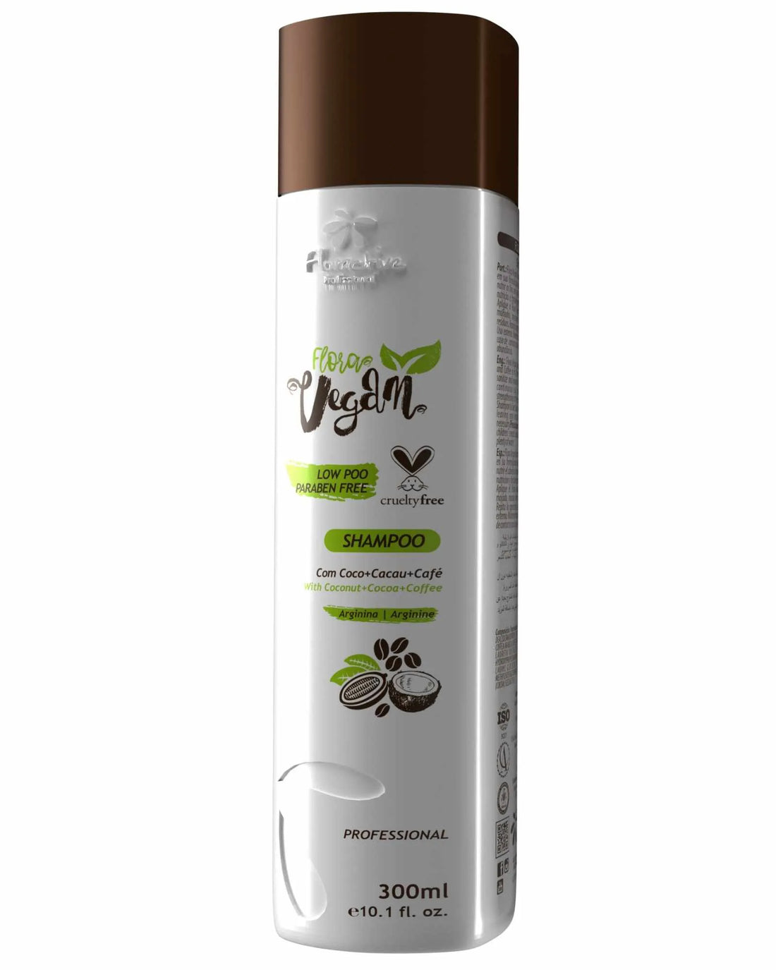 Floractive, Flora Vegan com Coco+Cacau+Cafe, Deep Cleansing Shampoo For Hair, 300ml