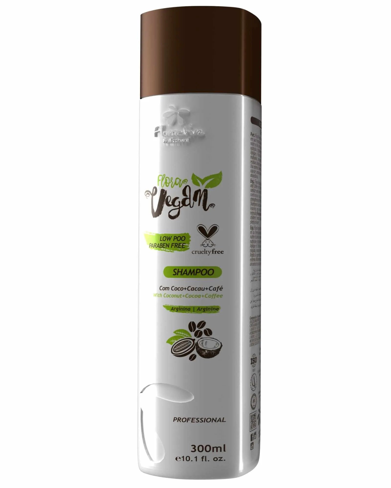 Floractive, Flora Vegan com Coco+Cacau+Cafe, Deep Cleansing Shampoo For Hair, 300ml