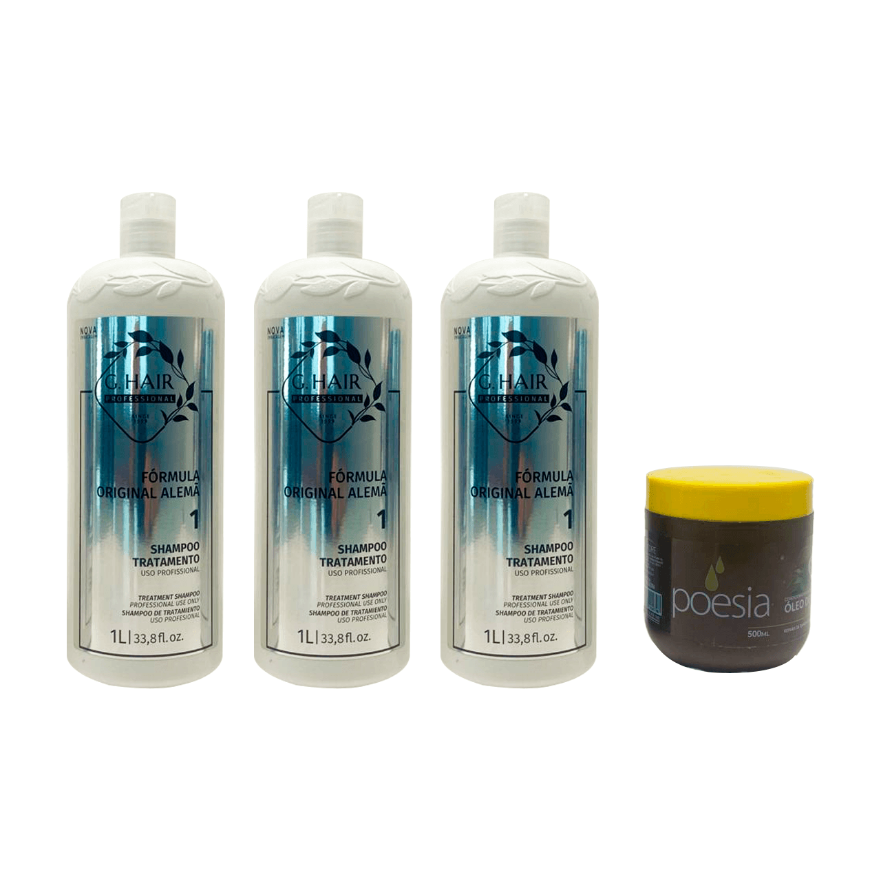 GHair, Kit Formula Alema, 3x1L + Poesia Oleo de Coco, Hair Mask, 500g - BUY BRAZIL STORE