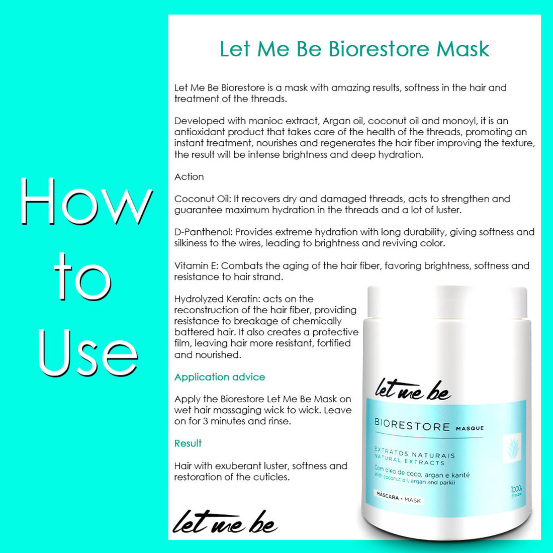 Let me be, Biorestore, Hair Mask For Hair, 1Kg