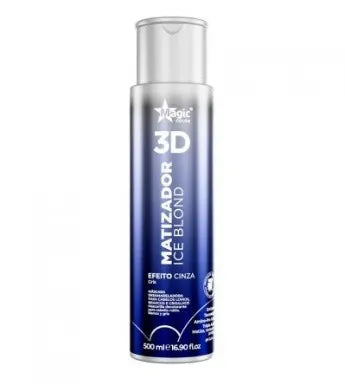 Frasco roxo 500ml de matizador capilar 3D Ice Blond para cabelos loiros, efeito cinza neutralizador de amarelo