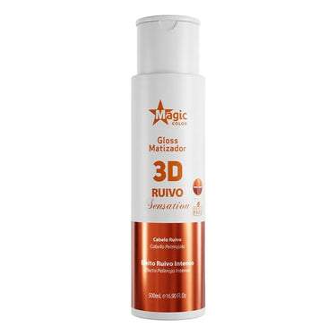 Embalo branca e laranja de Gloss Matizador 3D Ruivo Magic Color, 500 ml, para tratamento capilar