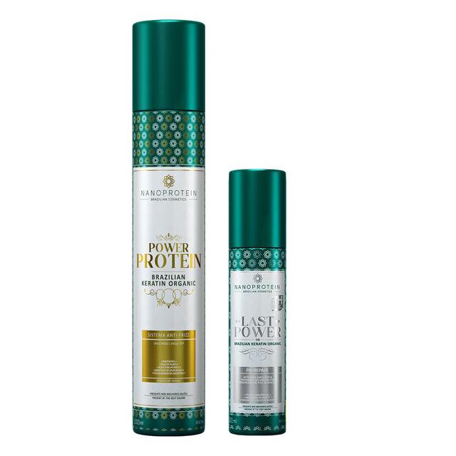 Kit Nanoprotein com Power Protein 1L e Last Power 300ml, produtos capilares com queratina, tampas verdes