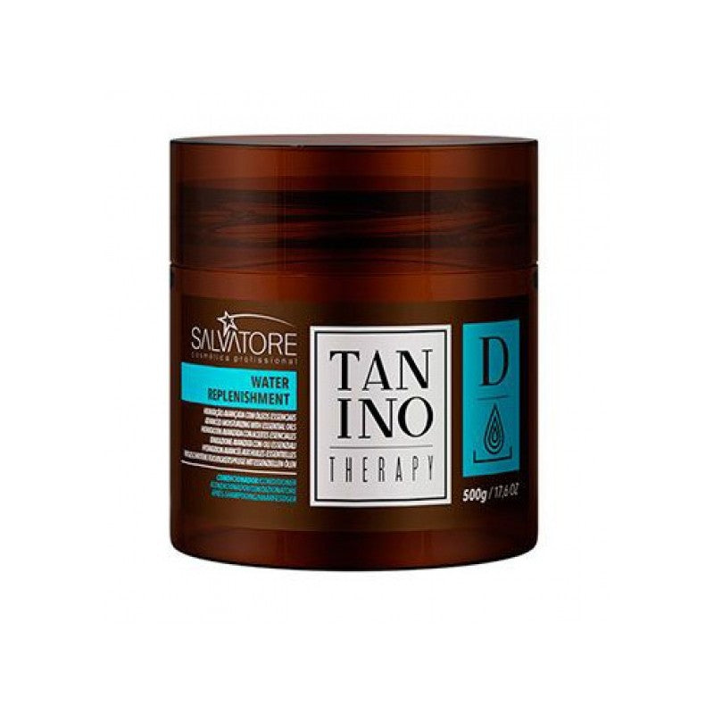 Máscara capilar Tanino Therapy Salvatore embalagem branca com 500g para reposição de água no cabelo