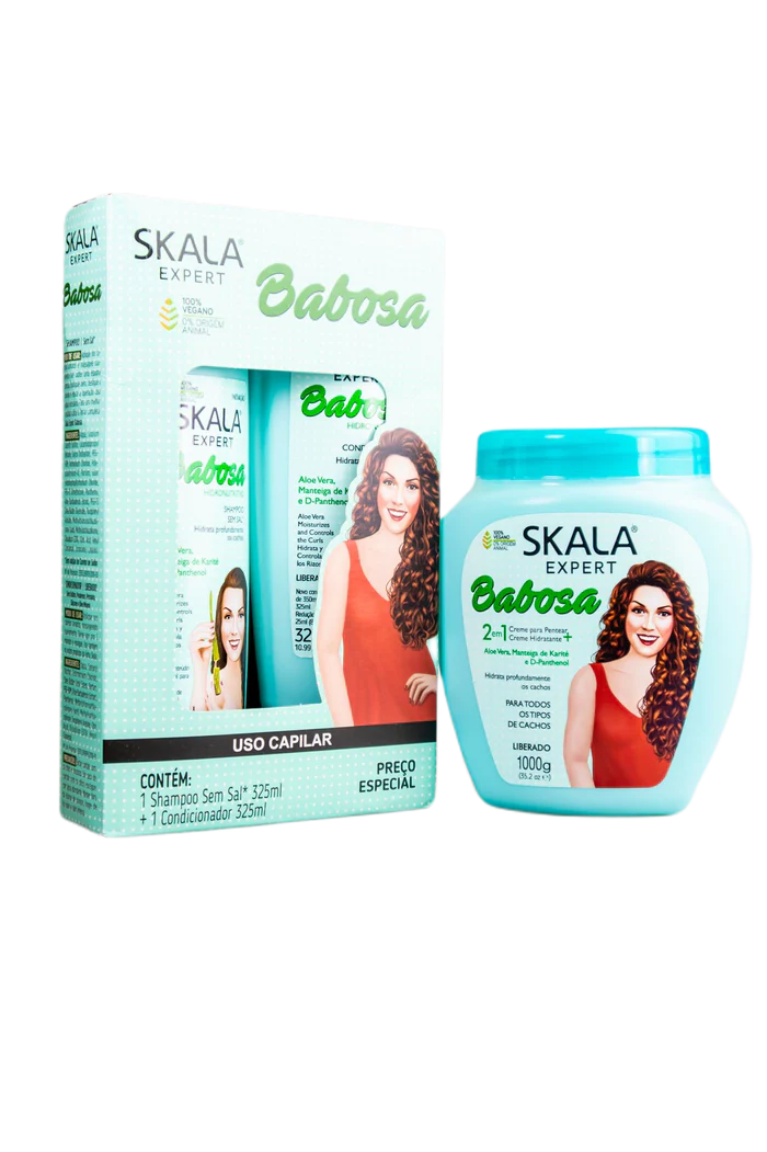 Skala Expert Babosa Aloe Vera Curly Hair Hydration Shine Vegan Kit 3 Products - Skala