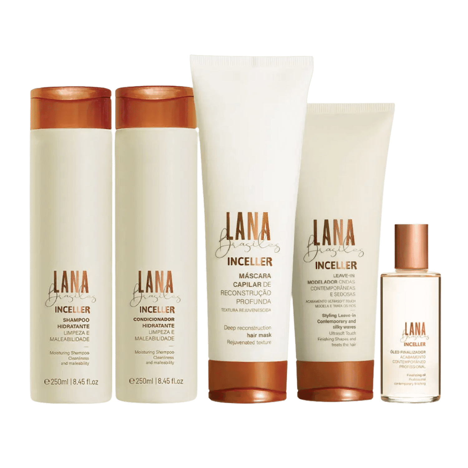 Kit Inceller Shampoo and Conditioner 250ml + Mask 250ml + Leave-In 200ml + Finishing Oil 60ml - BUY BRAZIL STORE