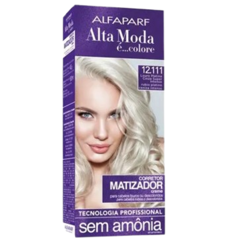 Alfapark, Corretor Matizador 12.111 Louro Platina Cinza Super Intenso, Hair Dye for Hair, 120g