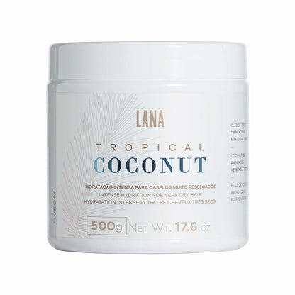 Lana Brésiliens | Masque à la noix de coco tropicale | Hydratation Intense Pour Cheveux Très Secs | (500 gr / 17,6 onces)