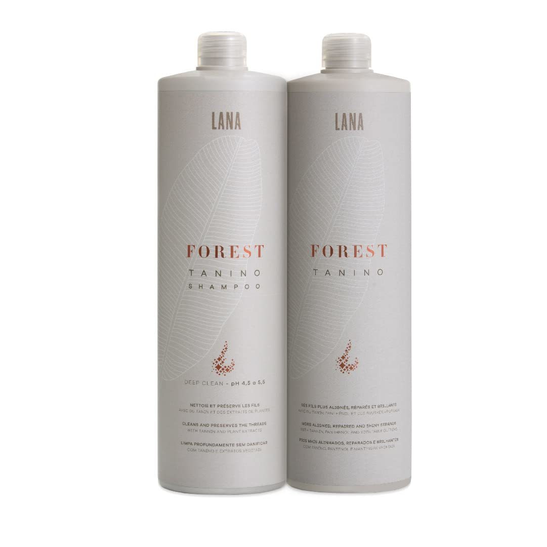Lana Brésiliens | Forest Tanino Duo Shampooing Deep Clean et traitement capillaire lissant | Tous types de cheveux | Lisse et naturel | (Ensemble de 2) (1000 ml / 33,8 fl.oz)