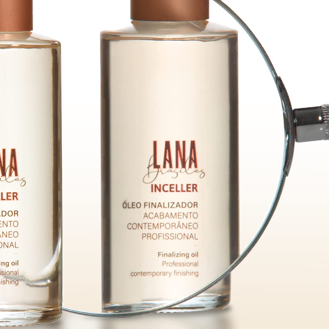Lana Brasiles | Olej wykończeniowy Inceller | Włosy wolne od puszenia i znacznie bardziej błyszczące | 60 ml / 2,02 uncji