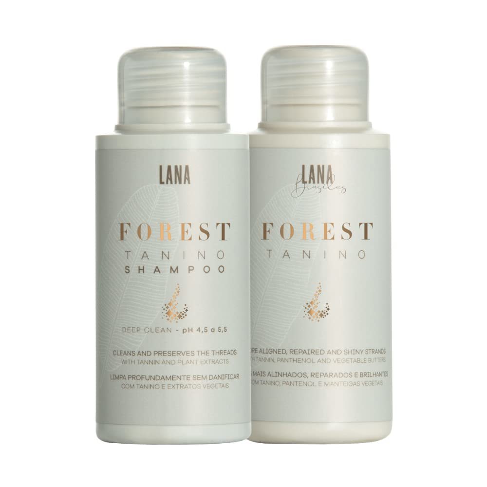 Lana Brasiles | Forest Tanino Duo Deep Clean Shampoo And Smoothing Hair Treatment | All Hair Types | Smooth And Natural | (Set of 2) (100 ml / 3.38 fl.oz)