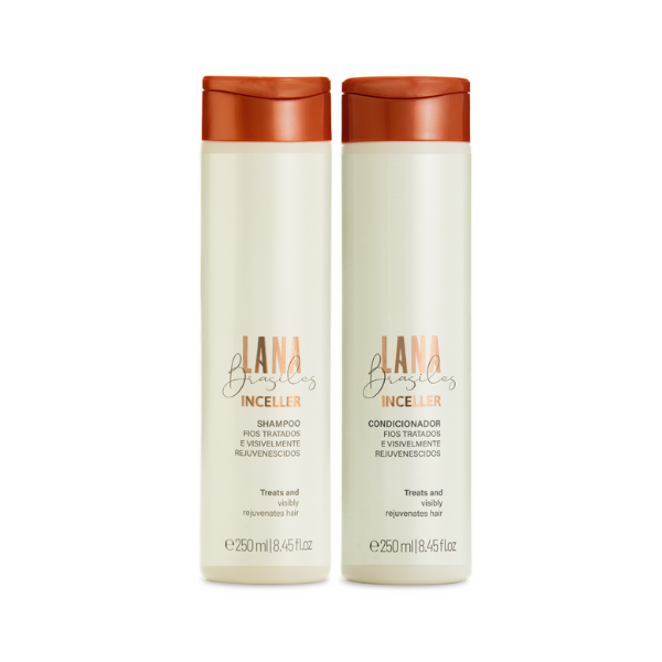 Lana Brasiles, Duo Shampoo e Condicionador Inceller, Cabelos Tratados e Visivelmente Rejuvenescidos, (2x) 250 ml / 8,45 fl.oz