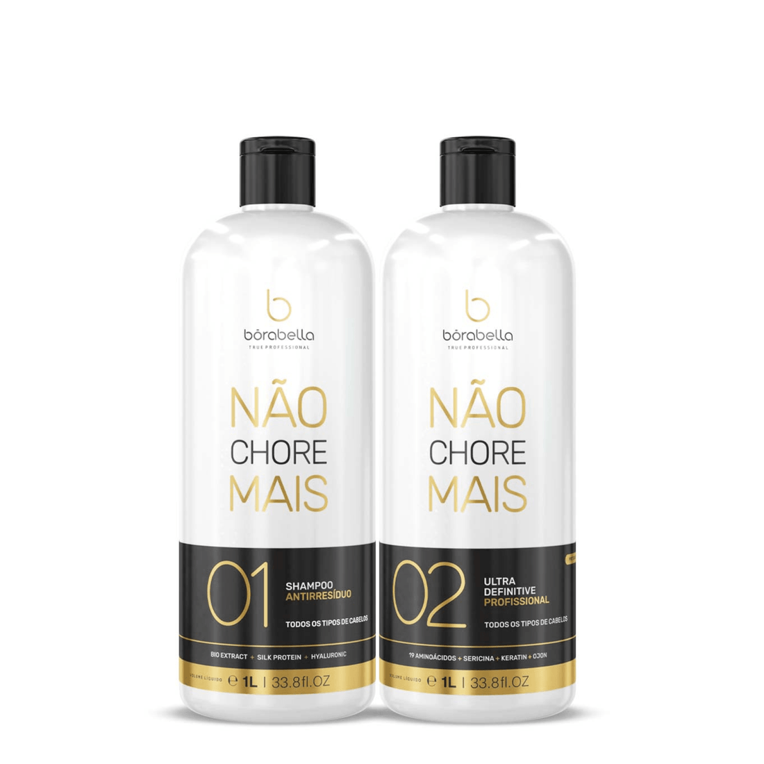 Borabella Não Chore Mais No More Crying Brazilian Keratin Treatment 2x1000ml 33.8 oz | Progressive Brush | Smoothing and Straightening System | Volume Reducer | 100% Straight Hair - BUY BRAZIL STORE - save on brazilian beauty products