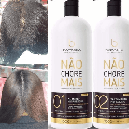 Borabella Não Chore Mais No More Crying Brazilian Keratin Treatment 2x1000ml 33.8 oz | Progressive Brush | Smoothing and Straightening System | Volume Reducer | 100% Straight Hair - BUY BRAZIL STORE - save on brazilian beauty products