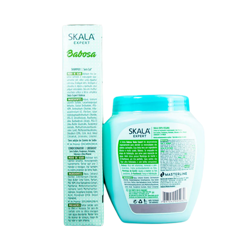 Skala Expert Babosa Aloe Vera Curly Hair Hydration Shine Vegan Kit 3 Products - Skala
