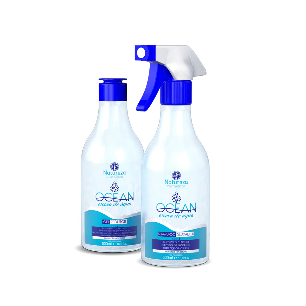Natureza Cosmeticos, Ocean Escova de Agua, Deep Cleansing Shampoo For Hair, Restoring Conditioner for Hair, 2x 500ml