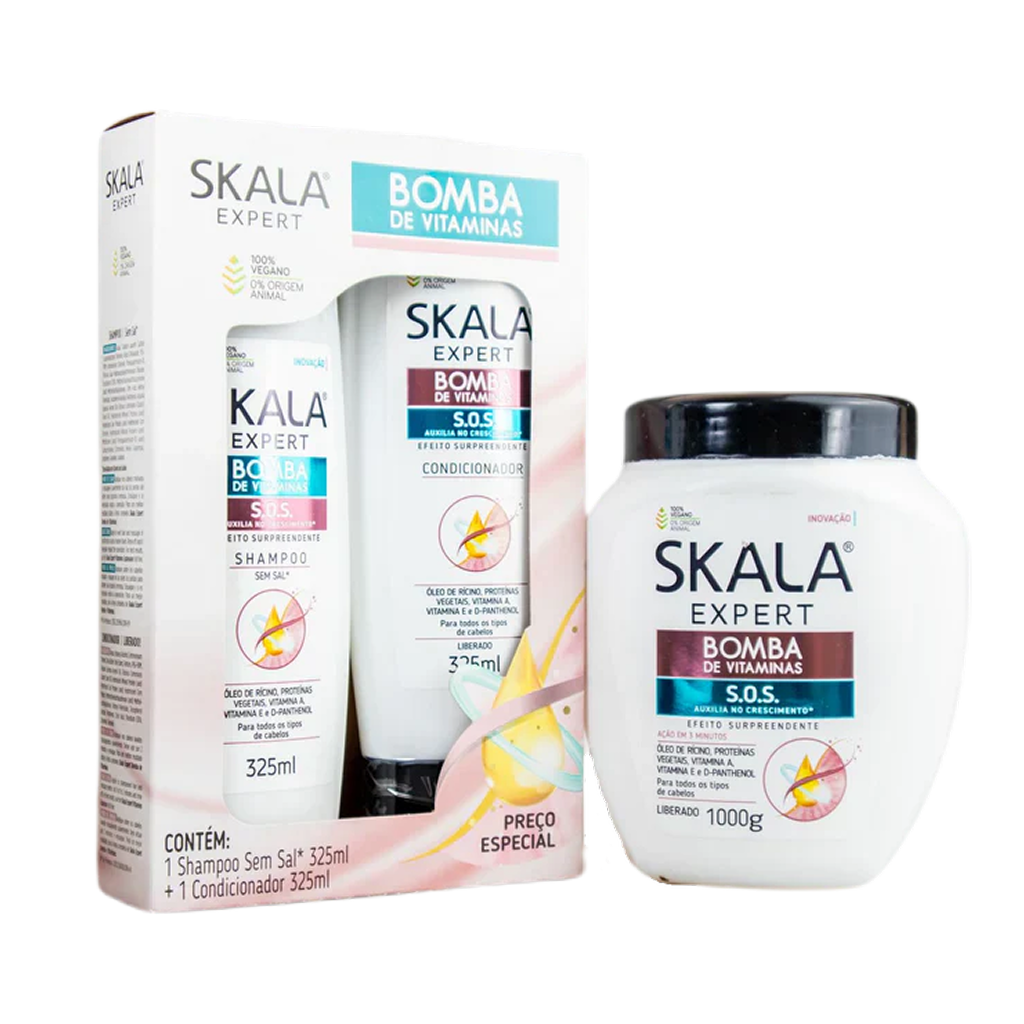 Skala Expert Bomba de Vitaminas Vitamin Pump SOS Hair Growth Nutrition Treatment Kit 3 Products - Skala