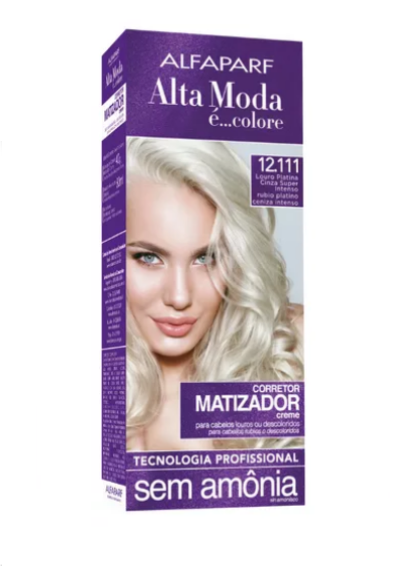 Alfapark, Corretor Matizador 12.111 Louro Platina Cinza Super Intenso, Hair Dye for Hair, 120g