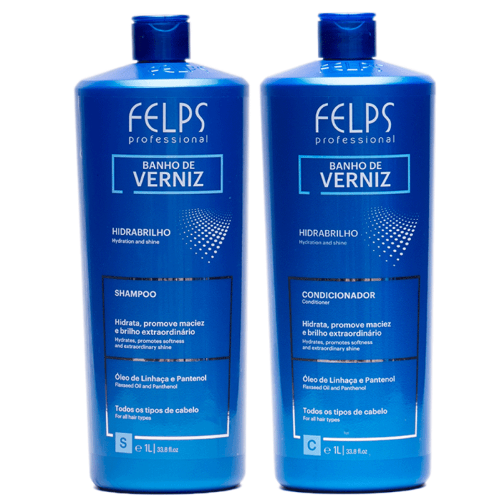 Felps Banho De Verniz Intense Shine Shampoo and Conditioner 2x1L | 33.8 oz - BUY BRAZIL STORE