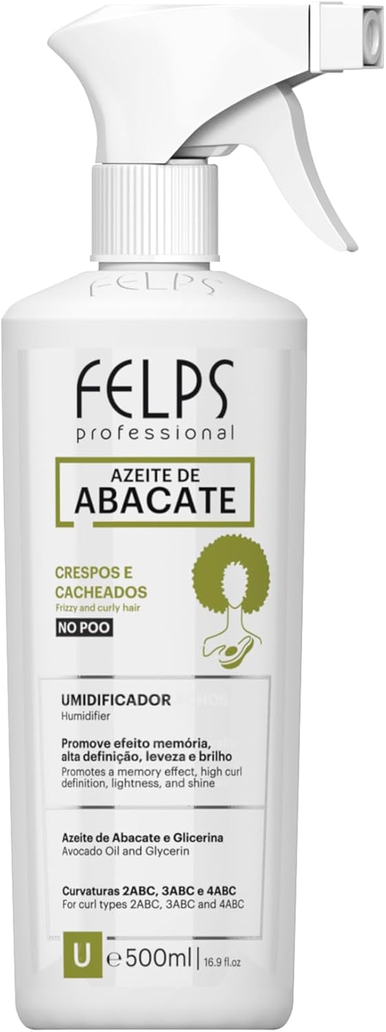 FELPS, Cachos Azeite De Abacate Umidificador de Cachos, Finishing Oil For Hair, 500ml