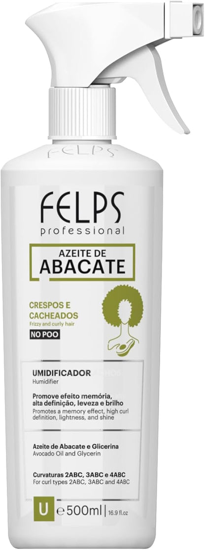 FELPS, Cachos Azeite De Abacate Umidificador de Cachos, Finishing Oil For Hair, 500ml
