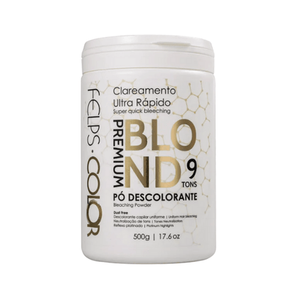 Felps, Premium Blond 9 Tons Po Descolorante, Hair Dye For Hair, 500g - BUY BRAZIL STORE