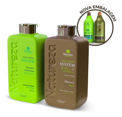 Natureza Cosmeticos, Kit Escova de Biotina, Smoothing Protein, 2x 1L