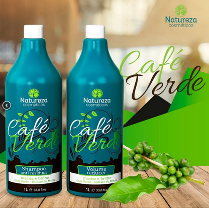 Natureza Cosmeticos Kit Escova de Cafe Verde Protéine Lissante, 2x 1L | 33,8 onces