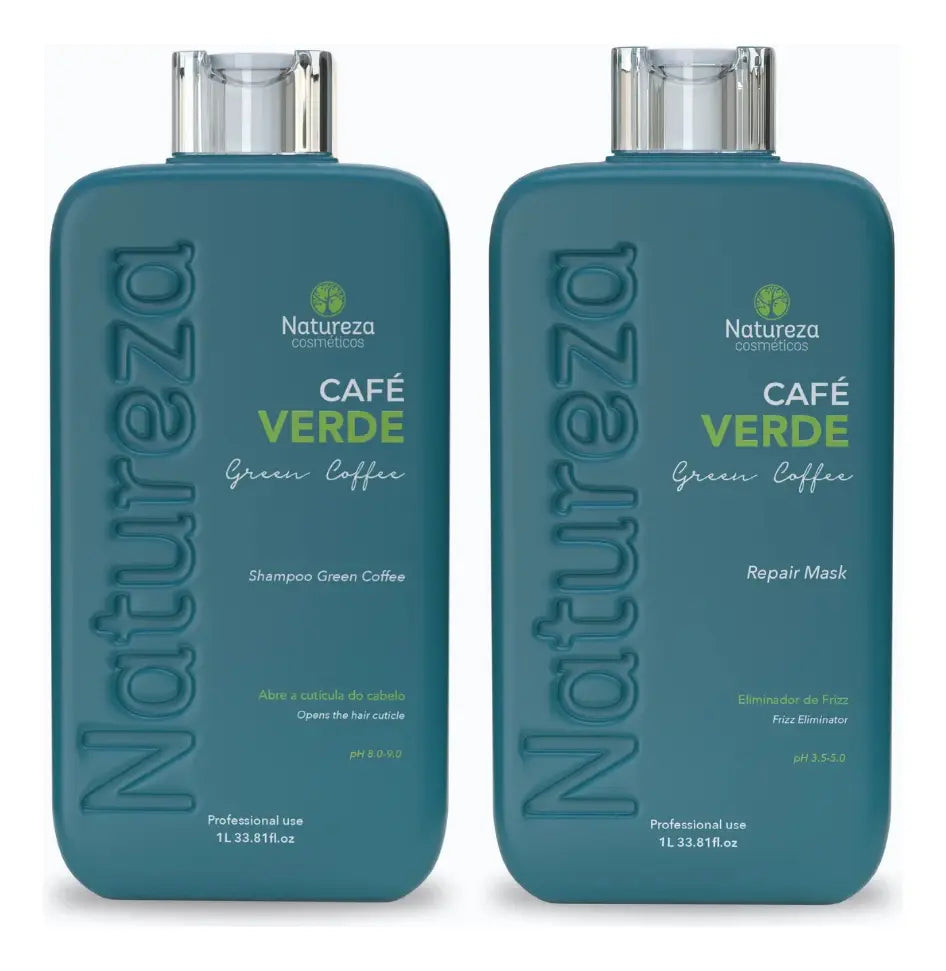 Natureza Cosmeticos  Kit Escova de Cafe Verde Smoothing Protein  2x 1L | 33.8 oz