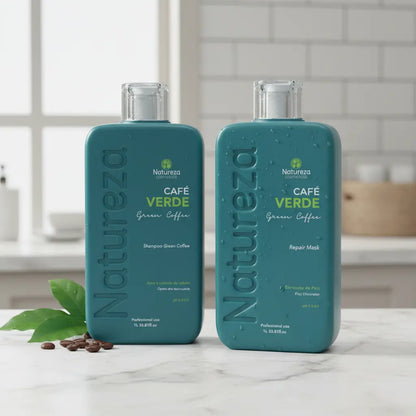 Natureza Cosmeticos  Kit Escova de Cafe Verde Smoothing Protein  2x 1L | 33.8 oz