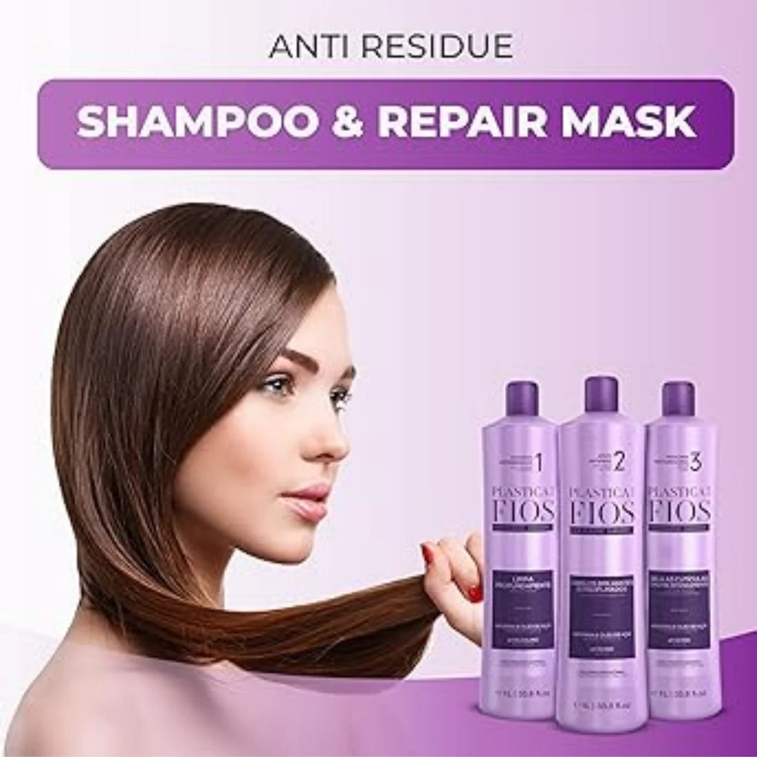 Cadiveu - Plastica Dos Fios Système de lissage des cheveux à la kératine brésilienne Anti-frisottis actif, shampooing et masque réparateur anti-résidus - Le meilleur système de traitement - (3x1000 ml | 33,8 oz))