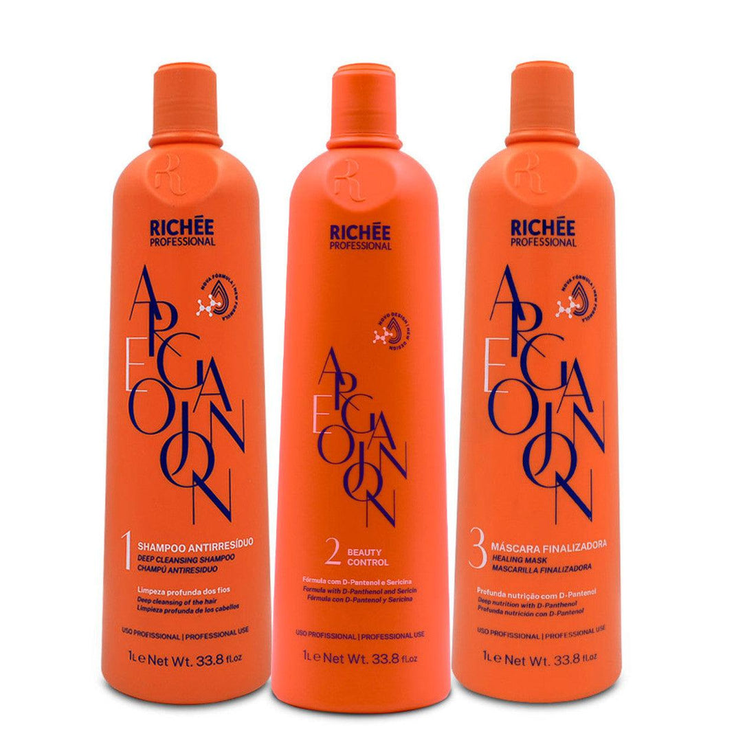 Kit Richée Progressive Argan and Ojon 3x1L/3x33.8 fl.oz - BUY BRAZIL STORE-buy brazil store richee