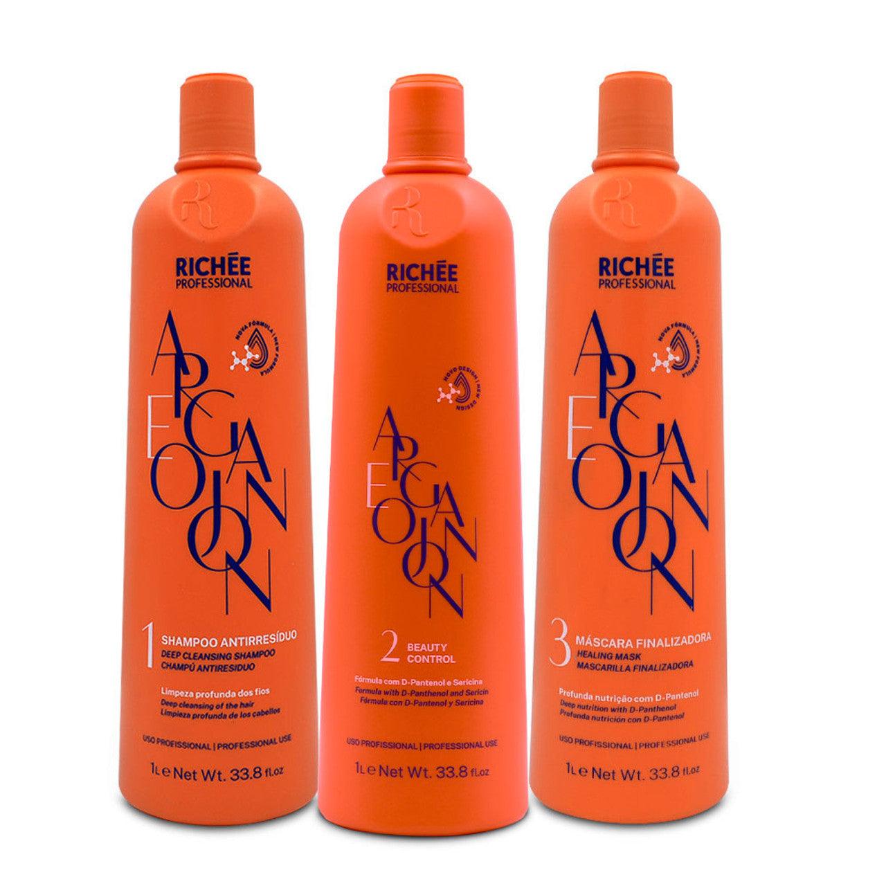 Kit Richée Progressive Argan and Ojon 3x1L/3x33.8 fl.oz - BUY BRAZIL STORE-buy brazil store richee
