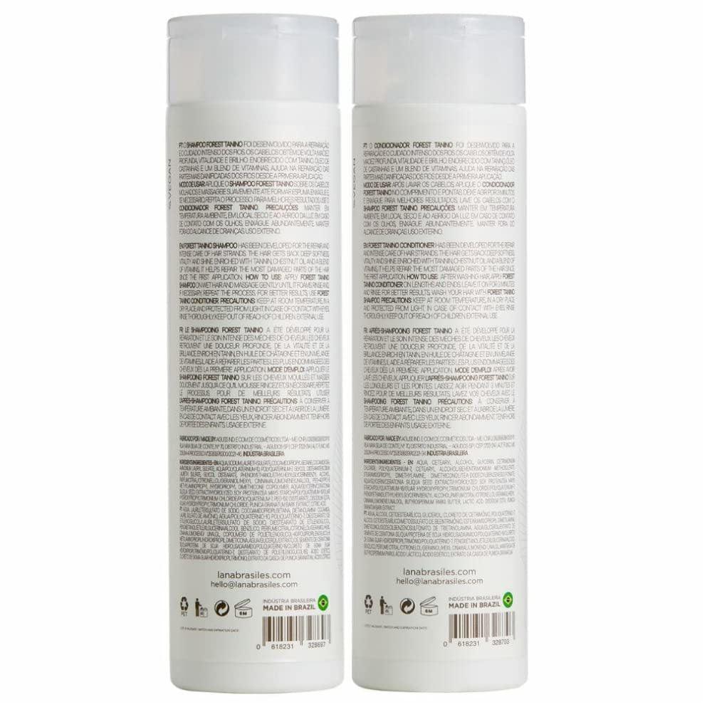 Lana Brasiles | Forest Tanino Shampoo And Conditioner Duo Hair Care| Immediate Repair of Highly Damaged Hair, Hair Vitality, and a Blend of Vitamins | (2x) 250 ml / 8.45 fl.oz. (Set of 2) - BUY BRAZIL STORE