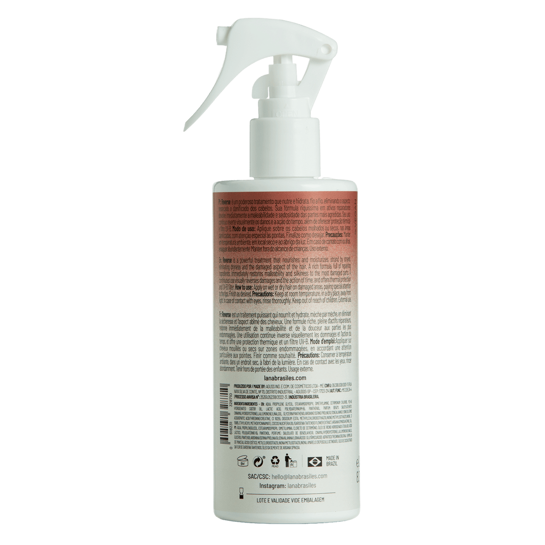 Lana Brasiles | Reverse | Daily Use Spray for Highly Damaged Hair | 260 ml / 8.79 fl.oz. - BUY BRAZIL STORE