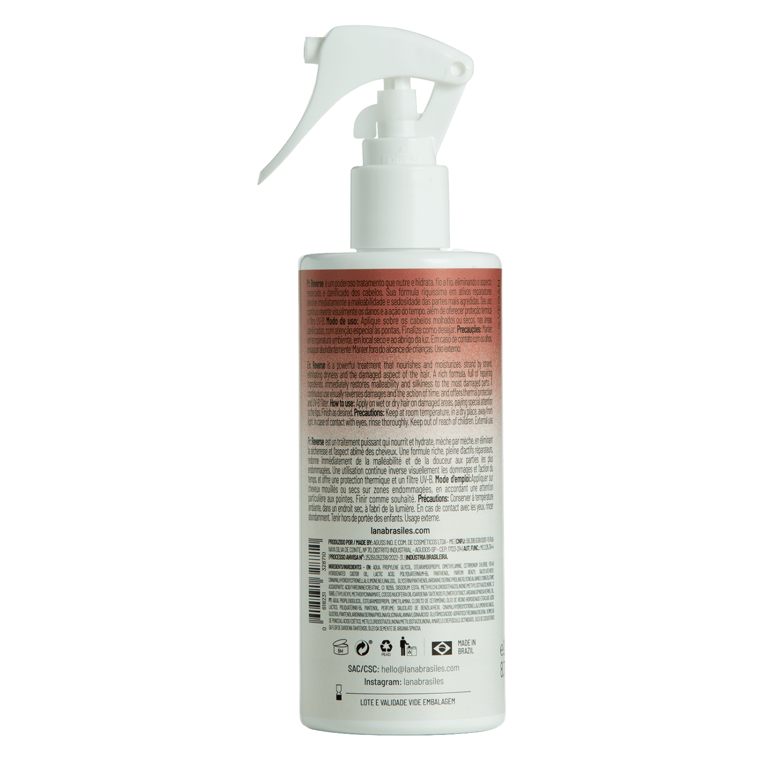 Lana Brasiles | Reverse | Daily Use Spray for Highly Damaged Hair | 260 ml / 8.79 fl.oz. - BUY BRAZIL STORE