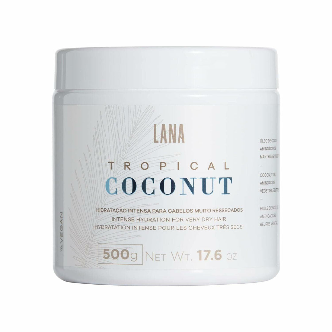 Lana Brasiles | Tropical Coconut Mask | Intense Hydration For Very Dry Hair | (500 gr / 17.6 oz.) - BUY BRAZIL STORE