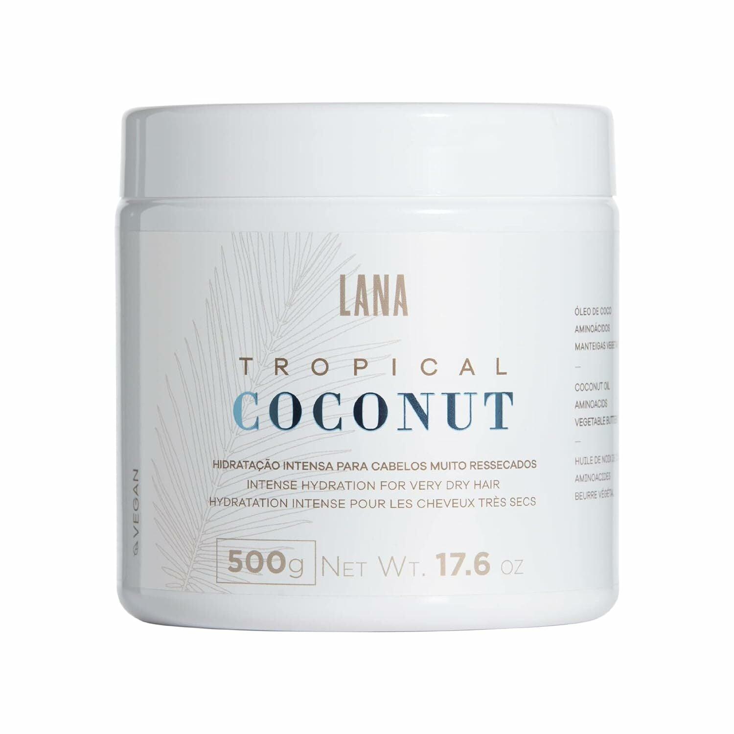 Lana Brasiles | Tropical Coconut Mask | Intense Hydration For Very Dry Hair | (500 gr / 17.6 oz.) - BUY BRAZIL STORE