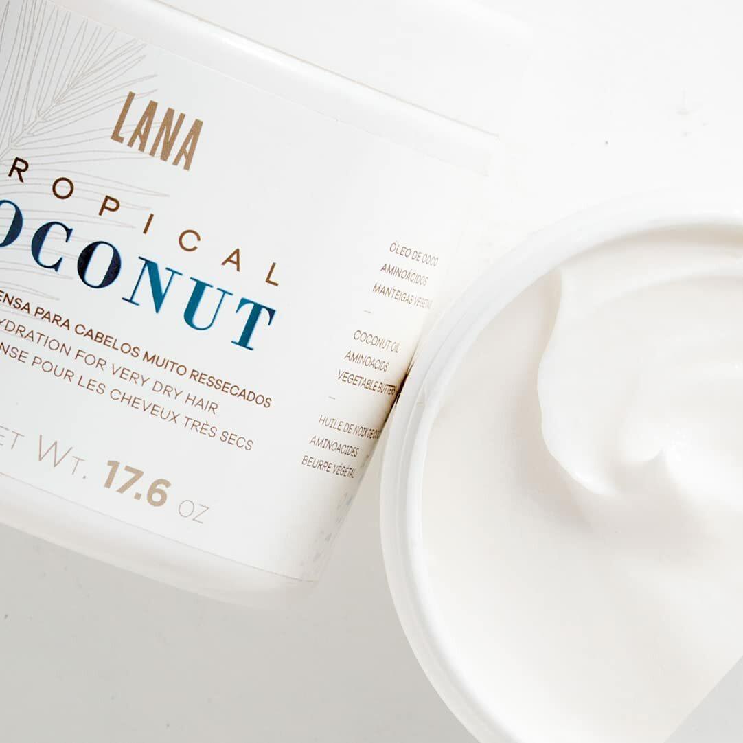 Lana Brasiles | Tropical Coconut Mask | Intense Hydration For Very Dry Hair | (500 gr / 17.6 oz.) - BUY BRAZIL STORE