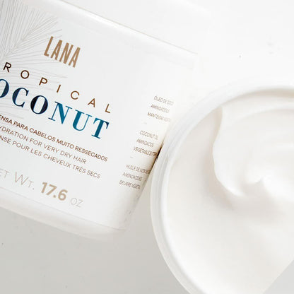 Lana Brasiles | Tropical Coconut Mask | Intense Hydration For Very Dry Hair | (500 gr / 17.6 oz.) - BUY BRAZIL STORE