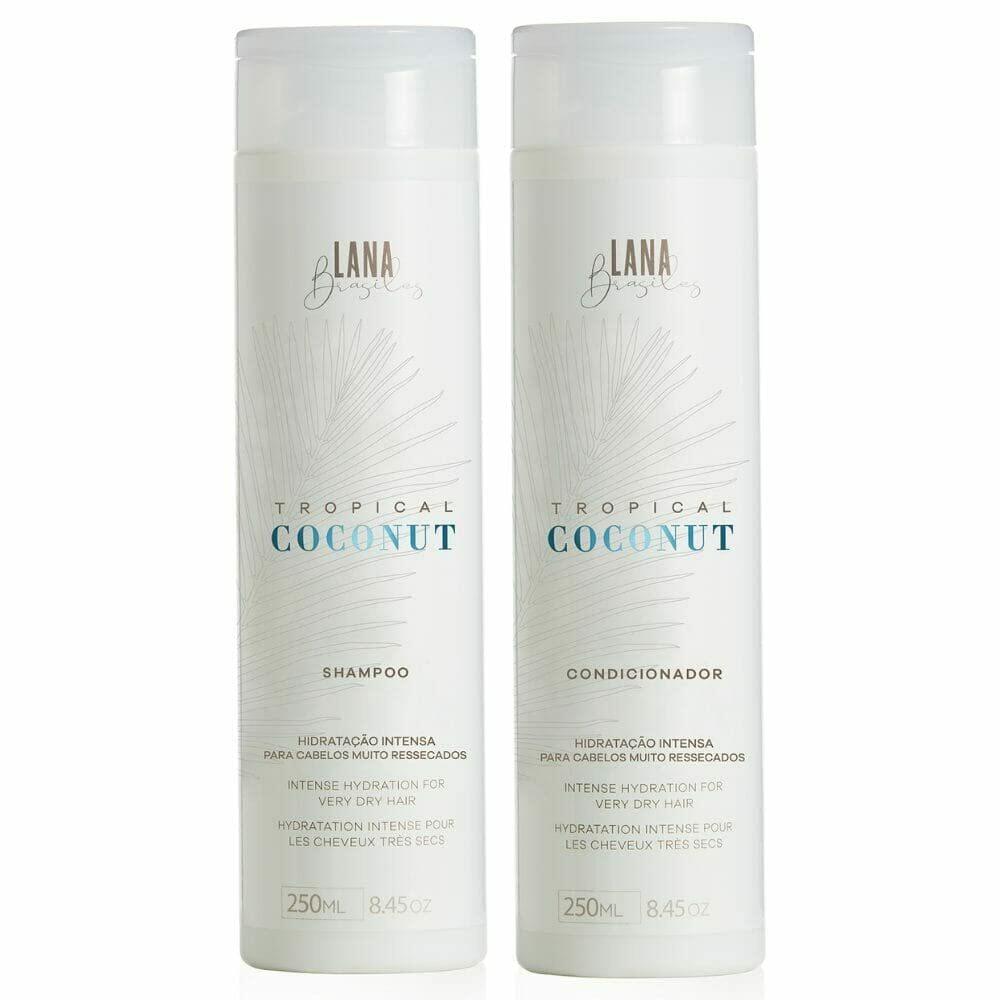 Lana Brasiles | Tropical Coconut Shampoo And Conditioner Duo | Continuous Moisturising For Very Dry Hair | (2x) 250 ml / 8.45 fl.oz. (Set of 2) - BUY BRAZIL STORE