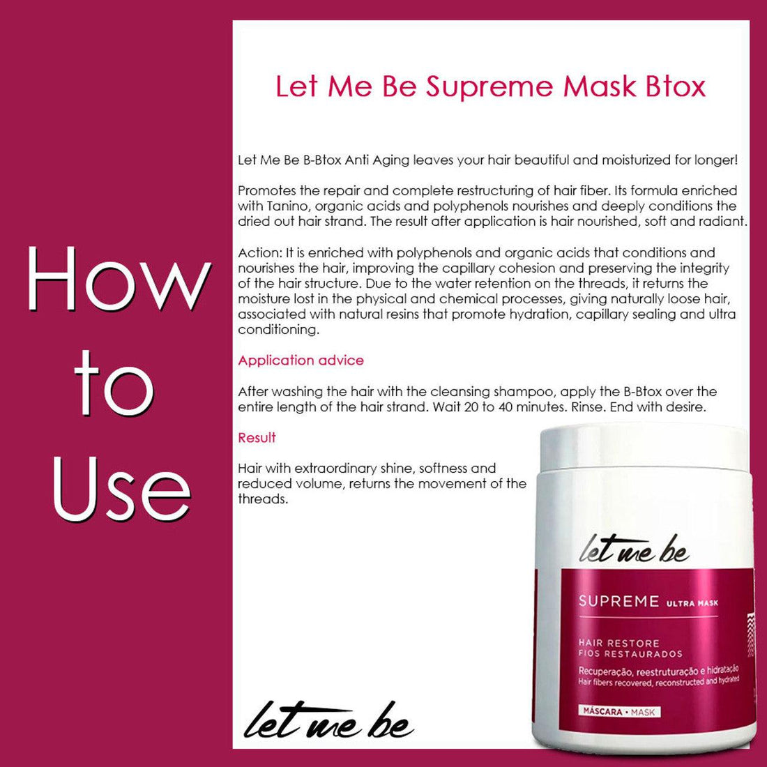 Let me be, Supreme Ultra, Hair Mask For Hair, 1Kg - BUY BRAZIL STORE