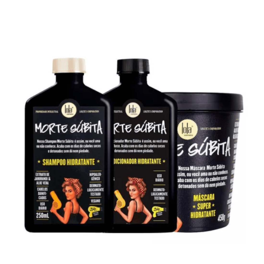 Lola Cosmetic Sudden Death Shampoo+ Sudden Death Conditioner 250 g + Sudden Death Moisturizing Mask 450 g - BUY BRAZIL STORE