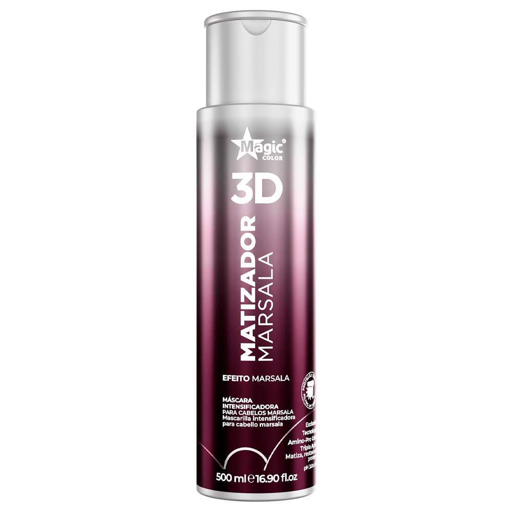 Máscara matizadora Magic Color marsala para cabelos, embalagem roxa, 500ml