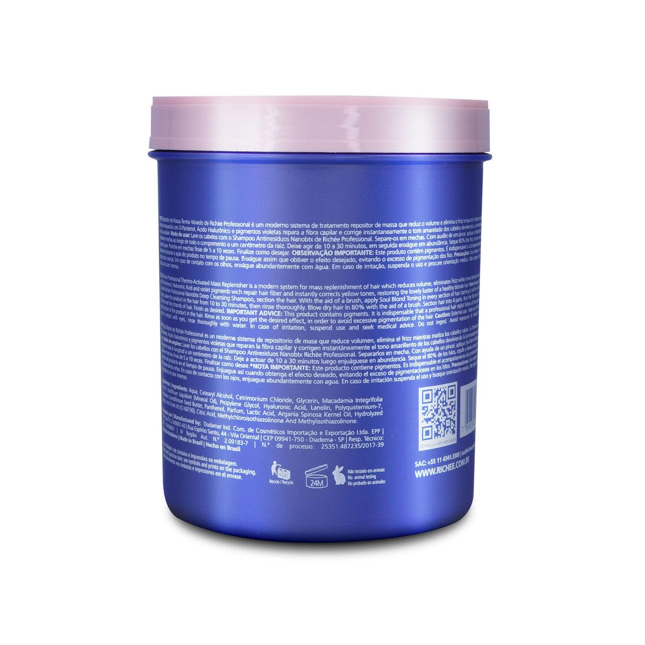 Richee, Soul Blond Repositor De Massa Termo Ativado, Hair Mask For Hair, 1Kg - BUY BRAZIL STORE