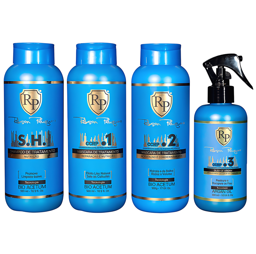 Robson Peluquero Kit CCRP 3x500ml e 1x300ml kit azul profissional para reparação capilar