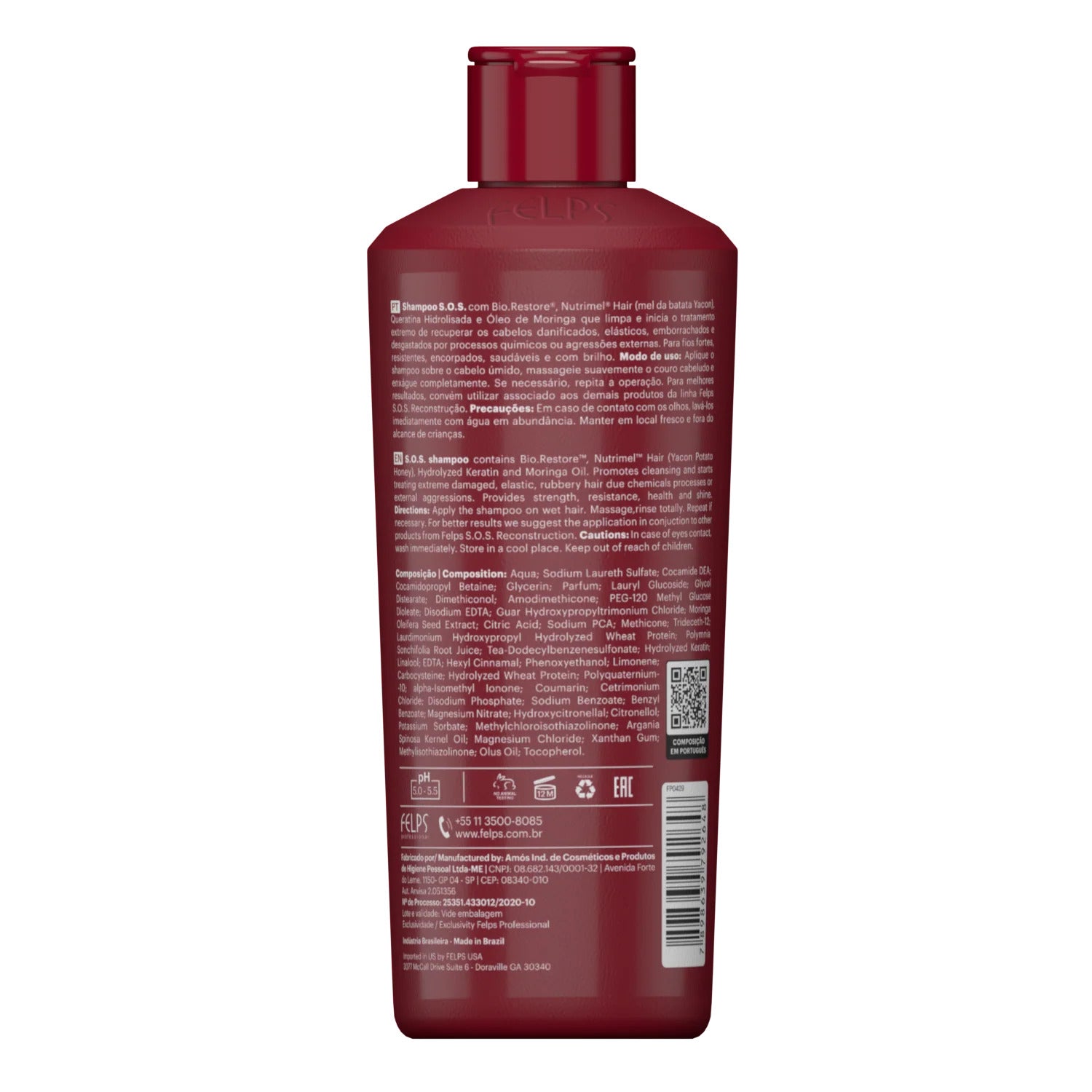 Felps S.O.S Tratamento Extremo  Deep Cleansing Shampoo For Hair  1L 35.8 oz